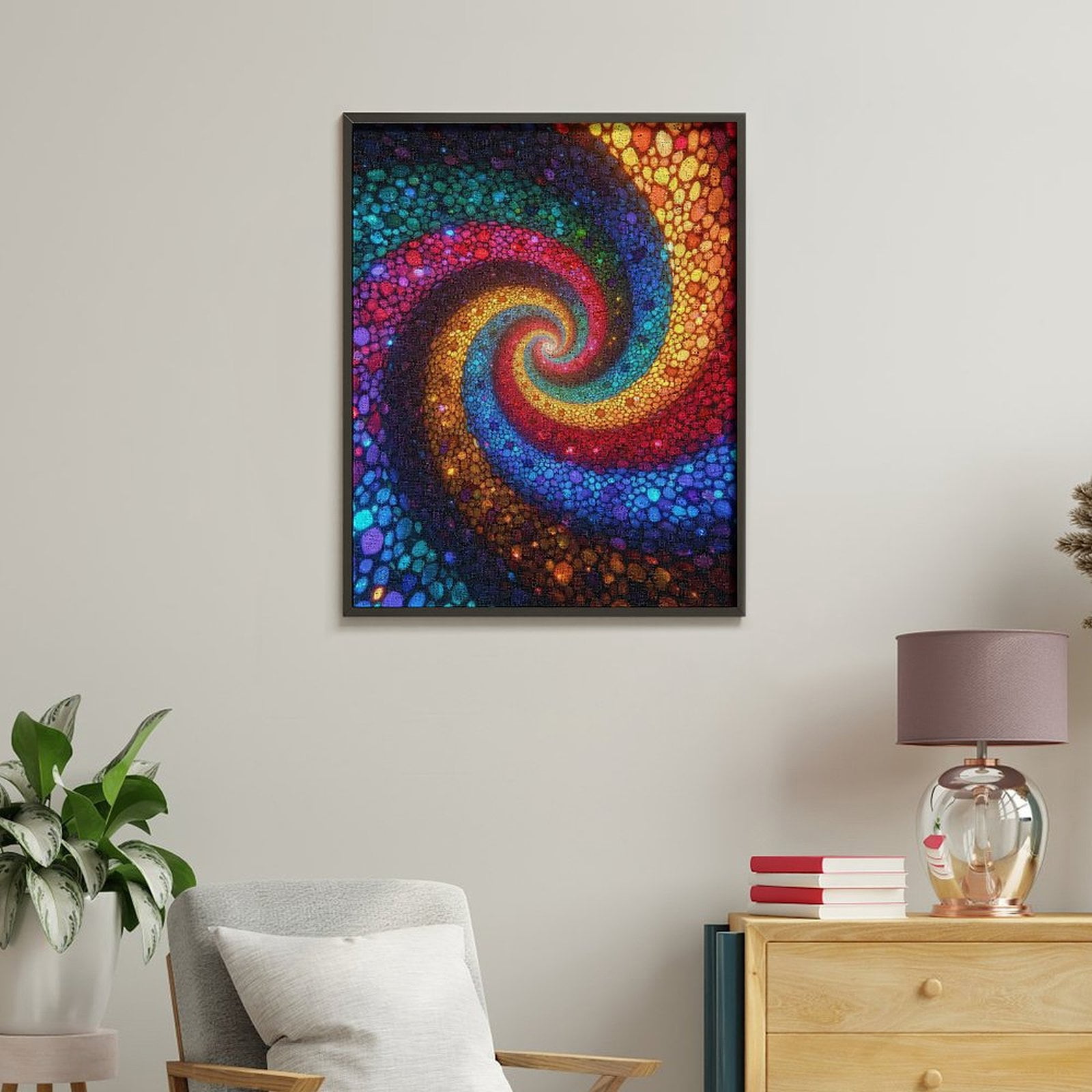 Paint by Numbers Kit for Adults, Colorful Spiral Mosaic Art Paint by Numbers, Easy Paint by Numbers Kit for Adults Beginner, DIY Adult Paint by Number Kits on Canvas, Home Decor