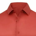 thumbnail image 4 of VSSSJ Men's Silk Satin Dress Shirts Business Long Sleeve Button Down Lapel Formal Shirts Casual Slim Fit Party Prom Wedding Shirt Red L, 4 of 6