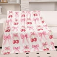 thumbnail image 6 of Pink Bow Blanket Coquette Soft Flannel Lightweight Blanket Bows Aesthetic Preppy Cute Fuzzy Room Decor for Bedroom Sofa Travel Bed, 50 x 60 Inch (Cherry), 6 of 7