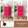 thumbnail image 5 of YEXJ 6-Drawer Rolling Storage Cart, Multifunctional Art Craft Tools Organizer on Wheels, Heavy Duty Utility Mobile Storage Trolley w/ 2 Lockable Wheels for Home Office School, Hot Pink, 5 of 9