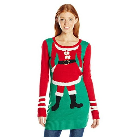 Blizzard Bag - Blizzard Bay Juniors Mrs Claus Body Tunic Christmas Sweater, Clover Field, L