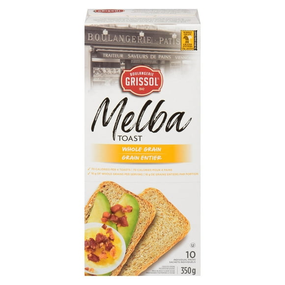 Boulangerie Grissol Melba Toast Grain entier, Dare Paq. de 10, 350 g