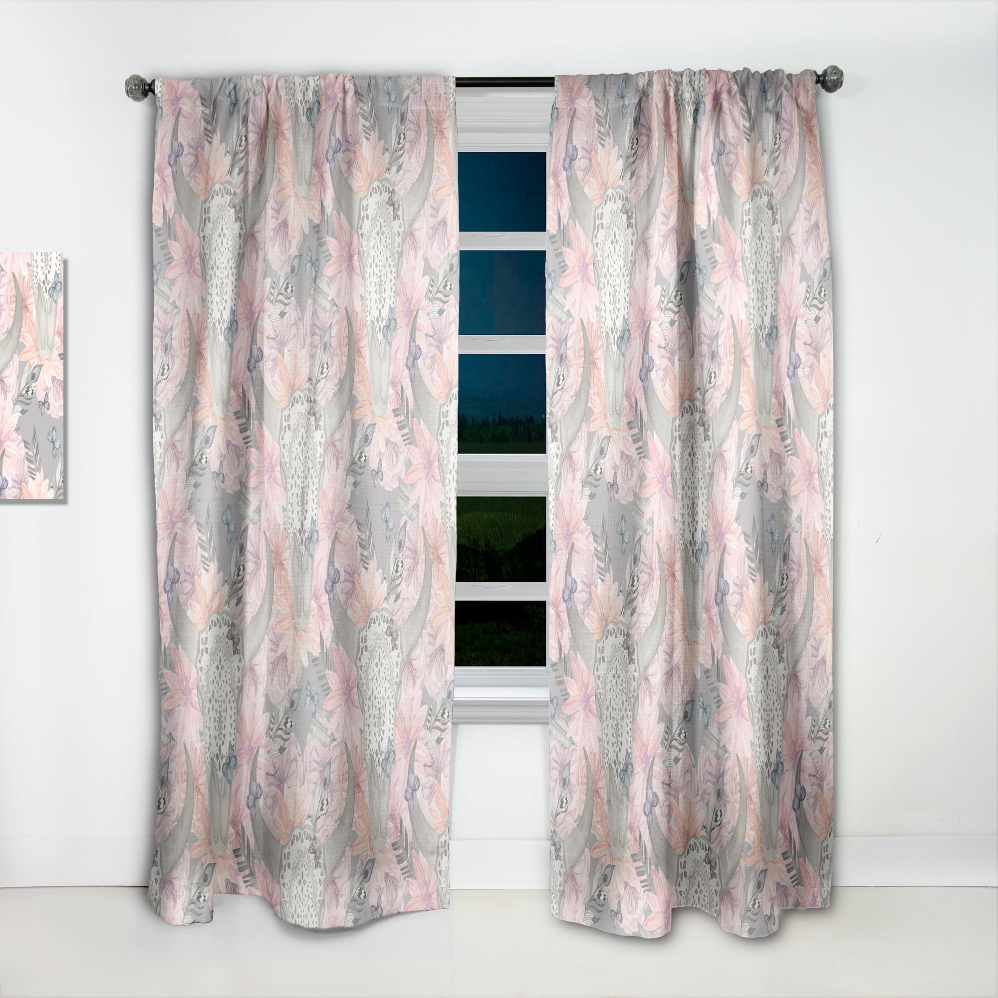 Designart 'Blossom Pink XXV' Bohemian & Eclectic Curtain Panel