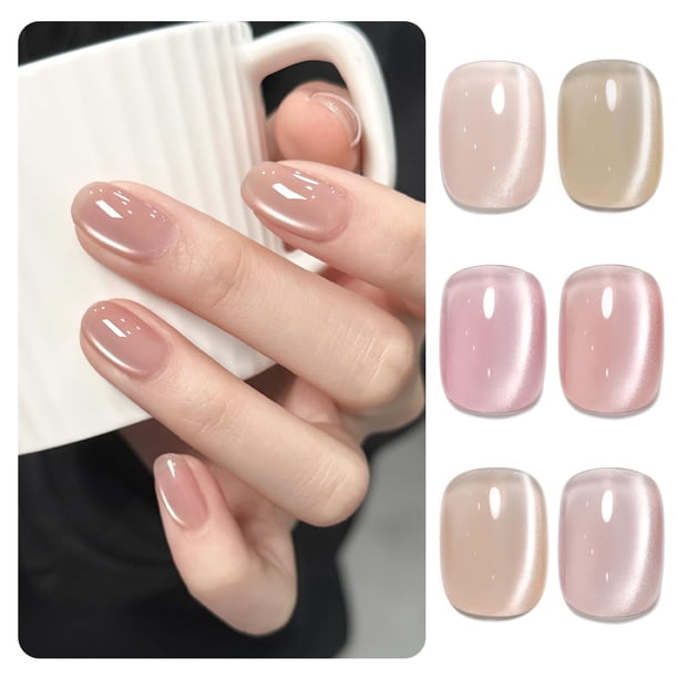 Set de esmaltes de uñas GAOY Cat Eye Gel con imán, 6 colores, 7,3 ml