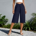 thumbnail image 3 of Fmbrln Linen Capris Pants for Women Casual Loose Fit Elastic Waist Straight Wide Leg Capris Pants with Pockets, 3 of 6