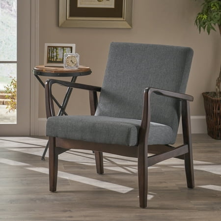 Noble House Mid Century Modern Fabric Club Chair, Dark ...