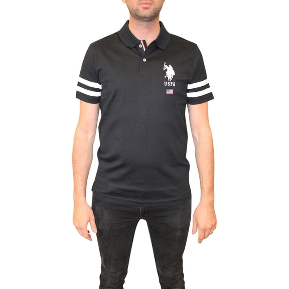 U.S. Polo Assn. Men's Slim Fit Color Block Jersey Polo Shirt , Black, Medium