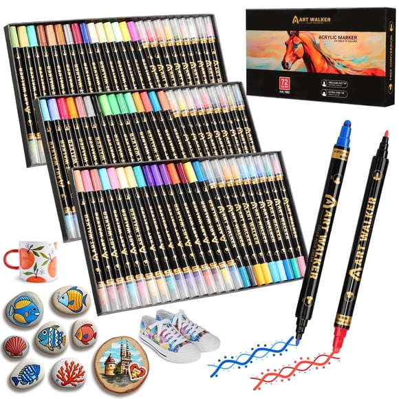BSMKD 72 Colores Plumone Acrílicos Doble Punta, 1-5mm Punta Marcadores Arte Punta Fino & Punto, Resistente al Agua, No Se Desvanece, Para Niños y Adultos, Colorear Lettering