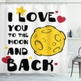 thumbnail image 1 of Ambesonne I Love You Shower Curtain, Romance on the Moon, 69"Wx84"L, Yellow Black Red, 1 of 3