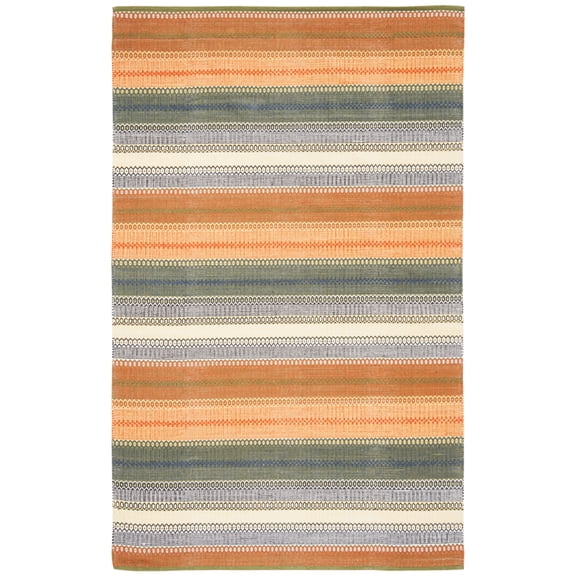 SAFAVIEH Striped Kilim Mariko Striped Cotton Area Rug, Gold/Grey, 5' x 8'