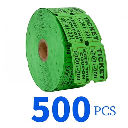 CCOCC 2026 New Raffle Tickets Double Rolls 500/1000 Per Roll Raffle Tickets for Events,Entry,Class Reward,Prizes Green 500Pc