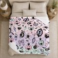 thumbnail image 5 of Pink Mint And Lavender Charm, Gothic Pastel Illustration Style for Cat Lovers And Gothic Decor Fans, Housewarming Gift with Cozy Flannel Blanket, Home Decor for Bedroom And Living Room And, 5 of 9