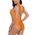 thumbnail image 5 of Yiaed Orange Glitter2 Print Women's Ruffled One Piece Swimsuit V Neck Swimwear Slimming Monokini for Woman-XX-Large, 5 of 8