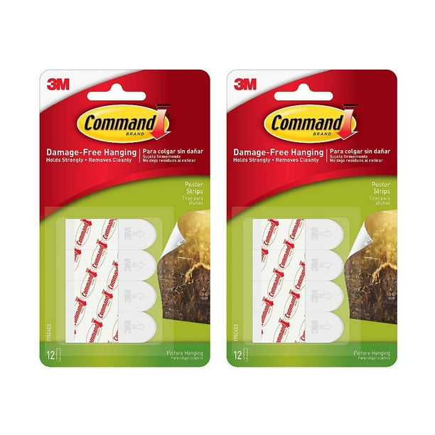 3M Command Poster Strips Hanging Strips Adhesive Mounting Tape 12 ct
