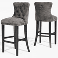 thumbnail image 5 of LinkRomat Counter Height Bar Stools Set of 2, 27''H Velvet Tufted Bar Stools with Back, Upholstered Leisure Style Bar Chairs for Kitchen Island, Dining Room, Pub(Light Grey), 5 of 11