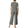 thumbnail image 3 of INSPIRAR CHIC Conjuntos de Pijamas para Mujeres Cuello Redondo de Manga Corta Sólido Acanalado Ropa de Dormir Casual Pijamas para Damas M Gris Oscuro, 3 of 6