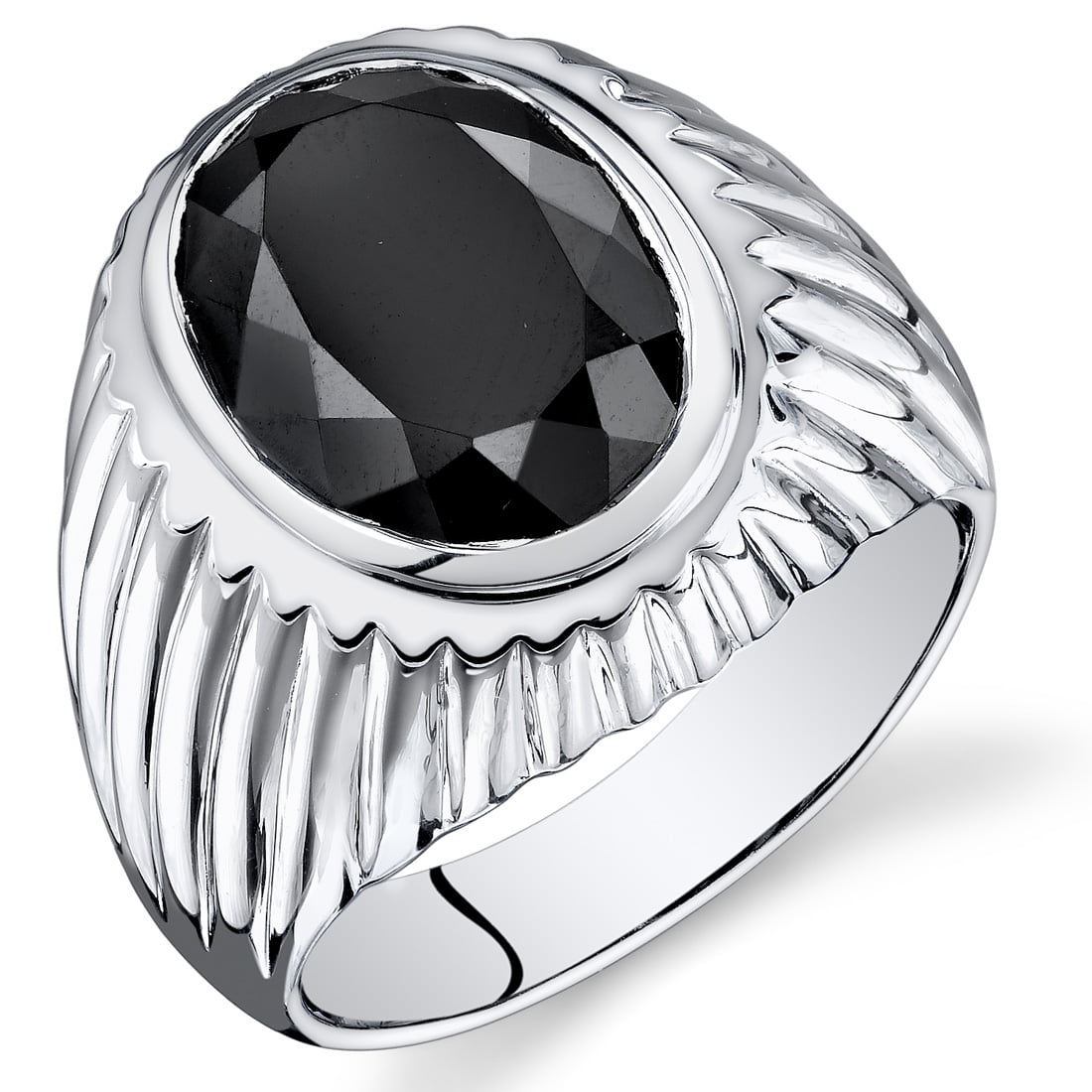 Oval Ring Genuine Sterling Silver 925 Selectable Black Onyx Face Height 9 mm 