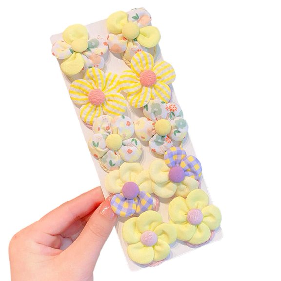 Baby Girl's Cloth Elastic Hair Bands with Flower Styles for Daily Use, Soft and Non - Tangling