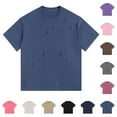 thumbnail image 3 of Clearance under 10 Mens Shirts, Men's Vintage Solid Color Destruction Casual Short Sleeved Round Neck Shirts S, Black, 3 of 3