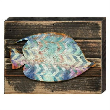 Designocracy 98527-12 Angel Fish Art on Board Wall Decor  Wood