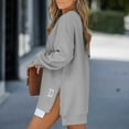 thumbnail image 6 of Womens Jackets Oversized Sweatshirts Winter Long Sleeve Zipper Slit Casual Pullover Solid Color Round Neck Loose Hoodies 2025 Fashion Pullover Top Y2K Outfits Grey-S, 6 of 7