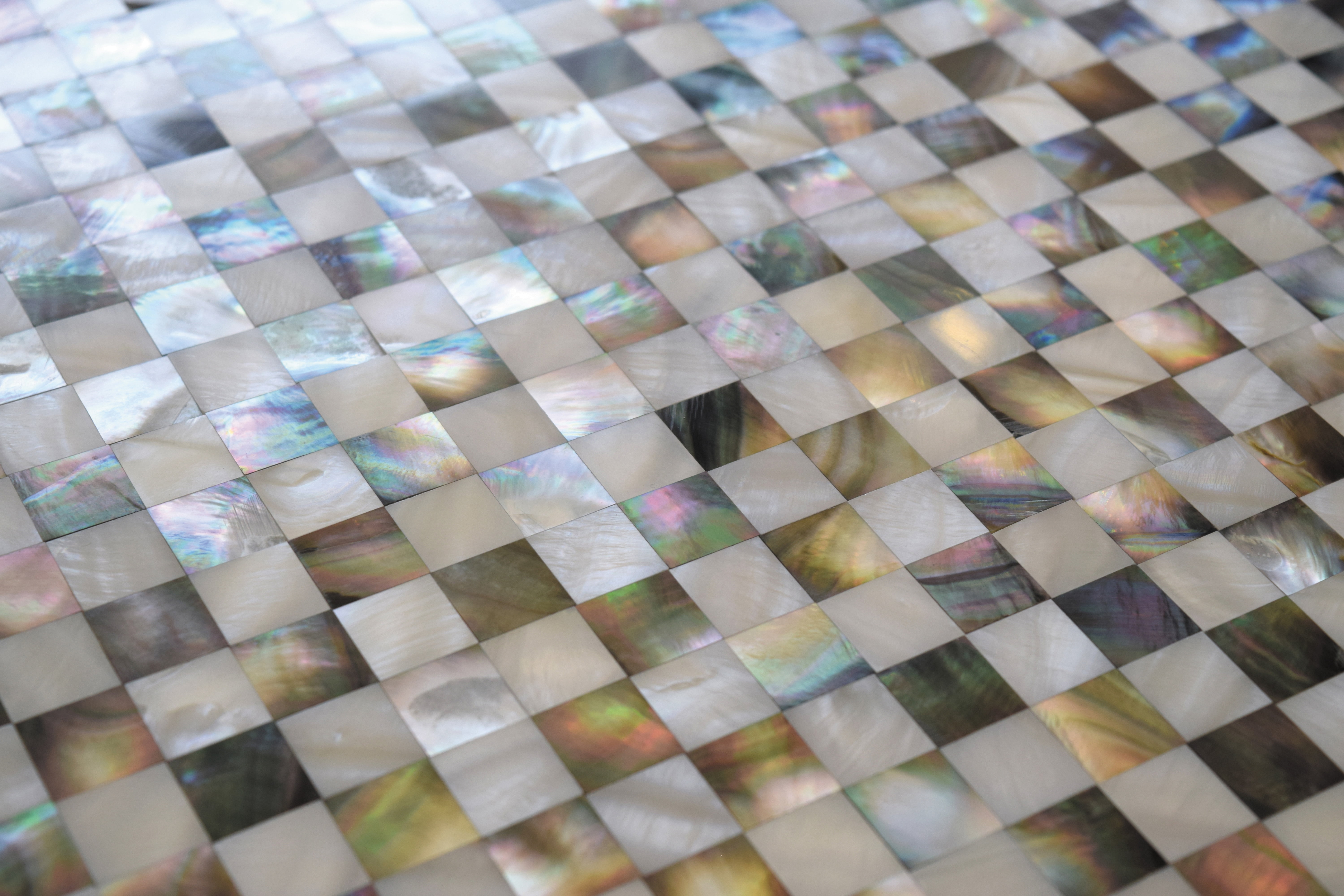 20 pack Beige, Brown and White 11.8 in. x 11.8 in. Polished Mother of Pearl Checker Board Wall Mosaic Floor and Wall Tile (19.34 sq. ft./case)