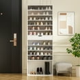 thumbnail image 2 of KULAGAGA 13 Tiers Shoe Organizer Rack, Wooden Narrow Shoe Tower with Drawer for Entryway, White, 2 of 7
