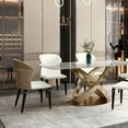 thumbnail image 6 of POVISON Modern Dining Chair Wingback Side Chair (Set of 2), PU Leather Upholstery, Carbon Steel Legs, Brown, Fully Assemble, 6 of 9