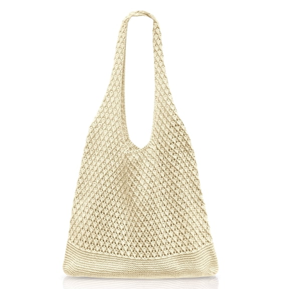 Crochet Bags for Women,Summer Tote Bag Shoulder Knit Woven Bag for Women Girls(beige)