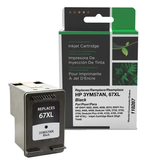 Remanufactured Clover Imaging High Yield Black Ink Cartridge compatible with HP 67XL (3YM57AN)