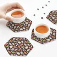thumbnail image 7 of Pofeuu Milk Tea Print Leather Coasters Set of 6, Round Cups Mugs Mat Pad for Home Kitchen Heat Resistant Drink Coasters,Hexagon, 7 of 7