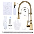 thumbnail image 7 of Wowow 20.7 in.Single Handle Convenient Pull Down Sprayer Kitchen Faucet in Gold and Chrome with Soap Dispenser, 7 of 7