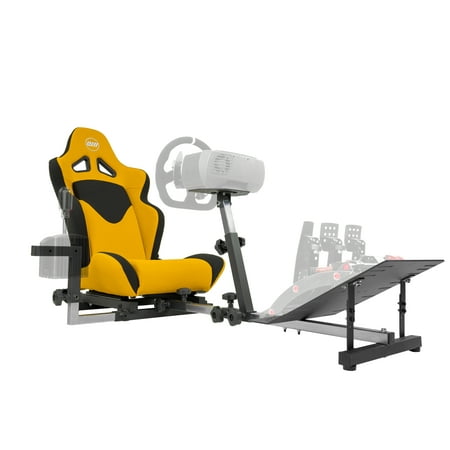 OpenWheeler GEN3 Racing Wheel Stand Cockpit Yellow on Black | Fits All Logitech G923 | G29 | G920 | Thrustmaster | Fanatec Wheels | Compatible with Xbox One  PS4  PC Platforms The Openwheeler Racing and Flight Simulation Cockpit  now in its 3rd generation  remains unmatched in quality  modularity and compatibility. Now with a full line of Flight Simulation add-ons  it is the most versatile cockpit on the market. Compatible with all racing wheels and pedals such as Logitech G923  G29  G920  Thrustmaster  Fanatec. All mounting hardware and tools are included in the package. Compatible with all gaming platforms: PS5  PS4  PC  Xbox One  Xbox X Compatible with all sim racing and flight sim controls brands: Logitech  Thrustmaster  Fanatec  Generic USB handbrake  Buttkicker  Aurasound  Saitek  CH Products  VKB sim  VirPil  WingWin  Slaw  MFG  Hori  VirtualReality  Oculus Used but not limited with the following games: Sim Racing: Assetto Corsa  iRacing  Project Cars  Dirt Rally  Forza Motorsport  Forza Horizon  Gran Turismo Sport  Gran Prix  F1 2020  Automobilista  GTR  NasCar Heat  Need for Speed  rFactor  others.. Flight Sim: Microsoft Flight Simulator  X-plane  DCS World  Ace Combat 7  War Thunder  others Space Sim: Elite Dangerous  Star Citizen  Star Wars Truck and Farming Simulation: American Truck Simulator  Euro Truck Simulator  Farming Simulator