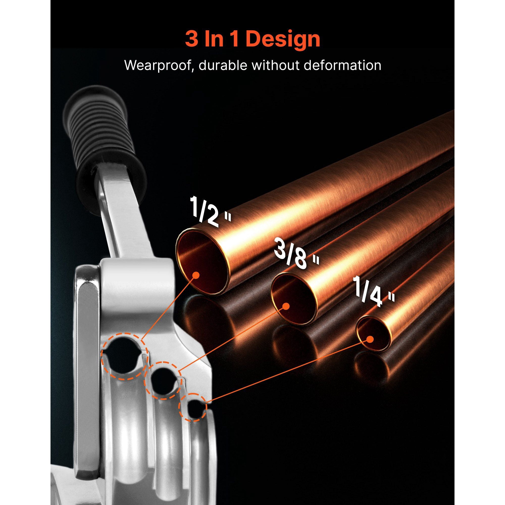 Manual Tube Bender 3 in 1 for 1/4 3/8 1/2 Inch OD Copper Aluminum Pipe 180 Degree Bending Tool Automotive HVAC Repair