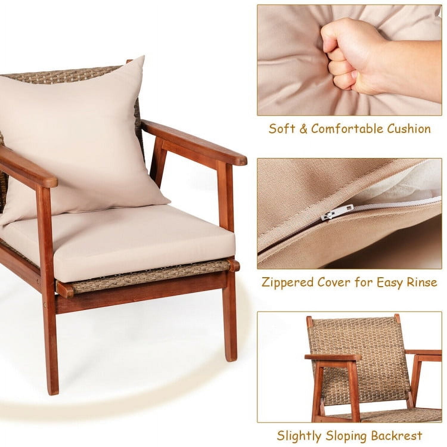 Aimee Lii 4 Pieces Patio Wicker Rattan Furniture Set for Lawn Backyard, Acacia Wood Patio Outdoor Patio Furniture, Brown Aimee Lii 4 Pieces Patio Wicker Rattan Furniture Set for Lawn Backyard, Acacia Wood Patio Outdoor Patio Furniture, Brown