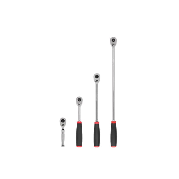 TEKTON 3/8 Inch Drive Quick-Release Comfort Grip Ratchet Set, 4-Piece (4-1/2, 8, 12, 18 in.) | SRH91107
