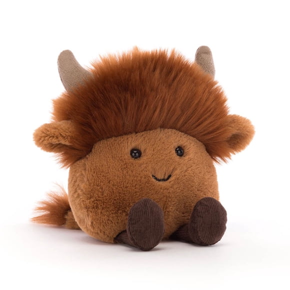 Jellycat Amuseabean Highland Cow Stuffed Animal, 4 inches Highland Cow Plush Toy Classic Children's Gift