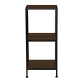 thumbnail image 4 of Household Essentials Trellis Open Storage Bookshelf with 2 Cube Compartments Mid Century Walnut Wood Grain and Black Metal, 4 of 6