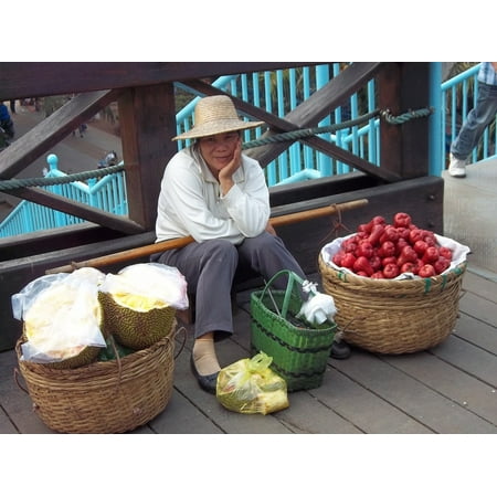 Canvas Print Market Vendor Woman Chinese Fruit Stretched Canvas 10 x (Best Chinese Hair Vendors)