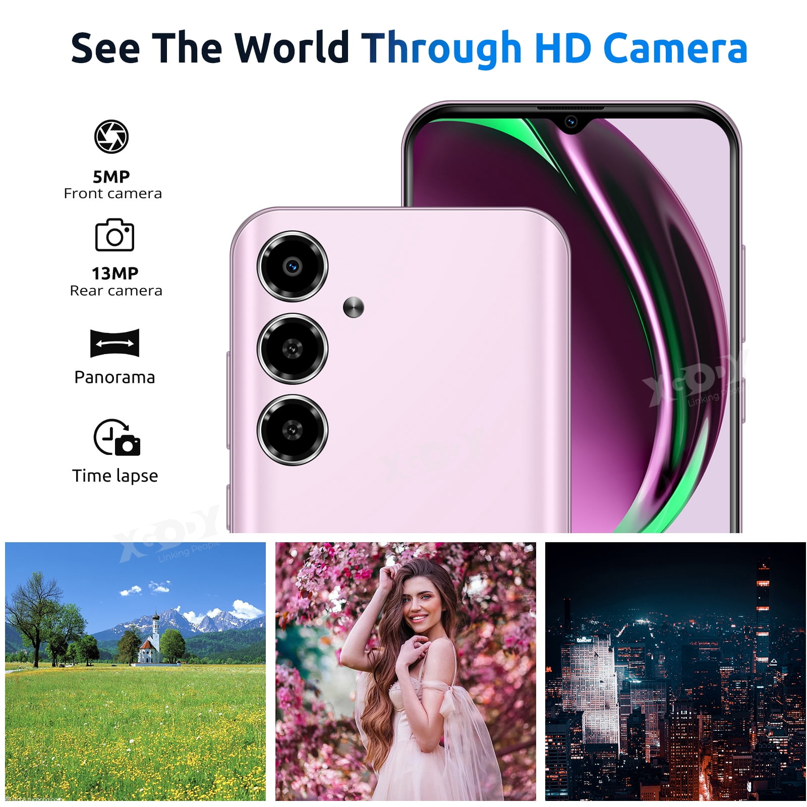 XGODY V50 4G Unlocked Android Smartphones, 64GB T-mobile Phones, 4500mAh Cell Phone, 6.5" Phone Deal,Pink