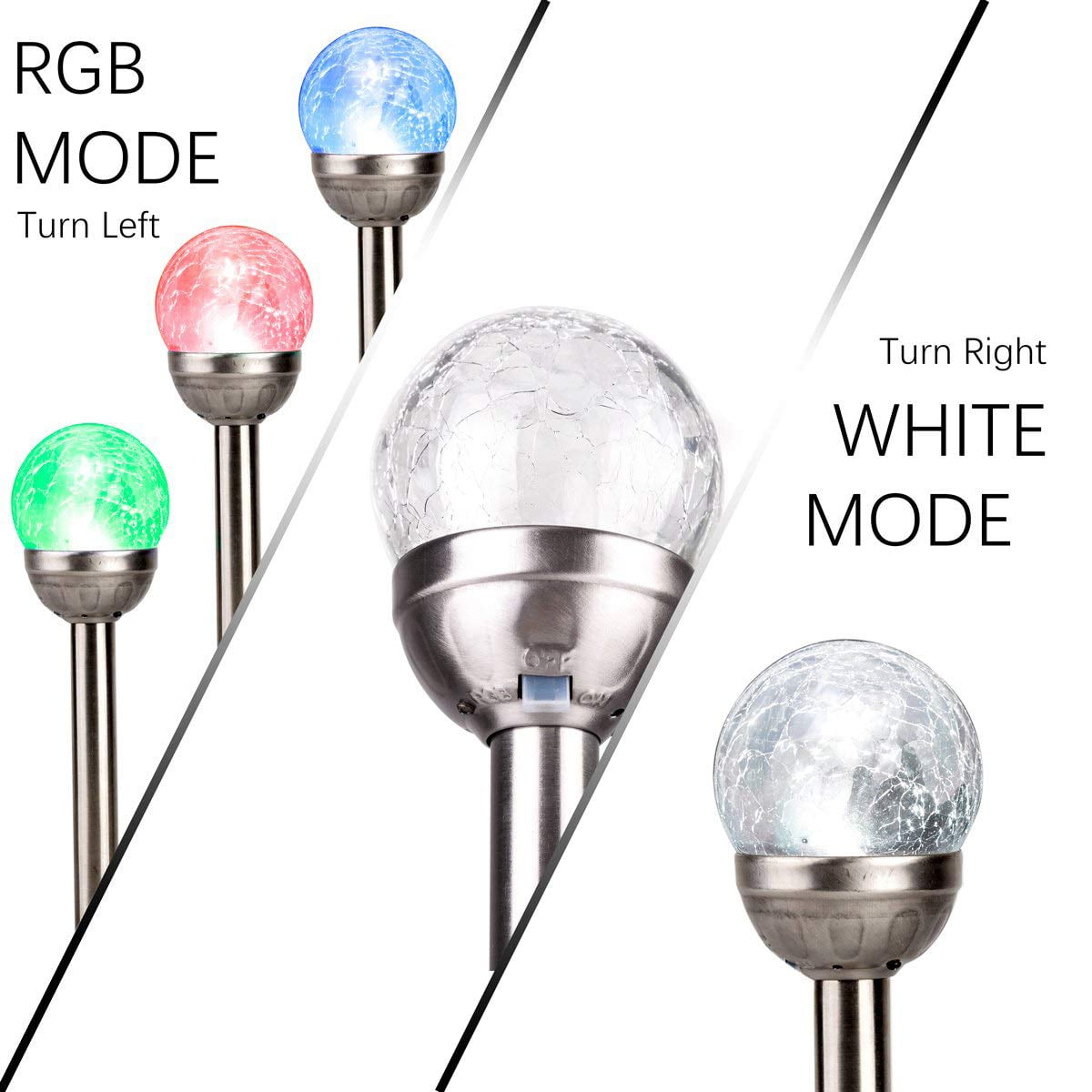 Solar Garden Lights Outdoor, 4-Pack Solar Globe Light Stakes, Color-Changing LED Landscape Decorative Pathway Lighting, Auto On/Off Dusk to Dawn, Solar Powered Halloween Christmas Path Light