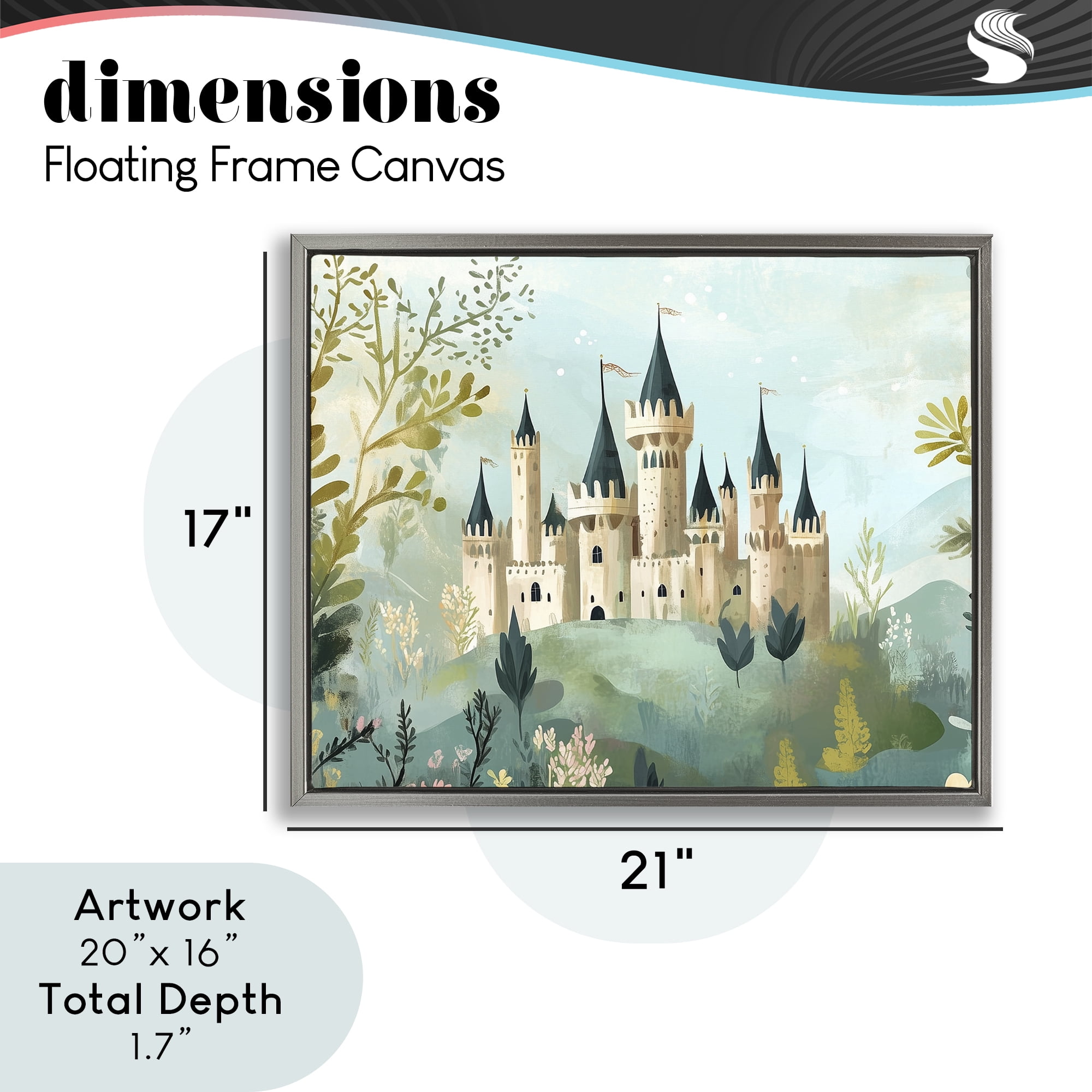 Stupell Industries Princess' Castle View Gray Framed Floater Canvas Wall Art, design by Christine Simpson Art