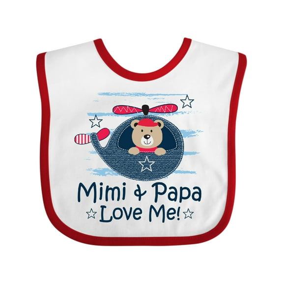 Inktastic Mimi and Papa Love Me Boys Boys Baby Bib