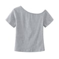 thumbnail image 6 of LIaqionyy Women's off Shoulder Tee Shirt Short Sleeve Tops Summer Casual Fashion Blouse Shirts Going out Crop Top, 6 of 6