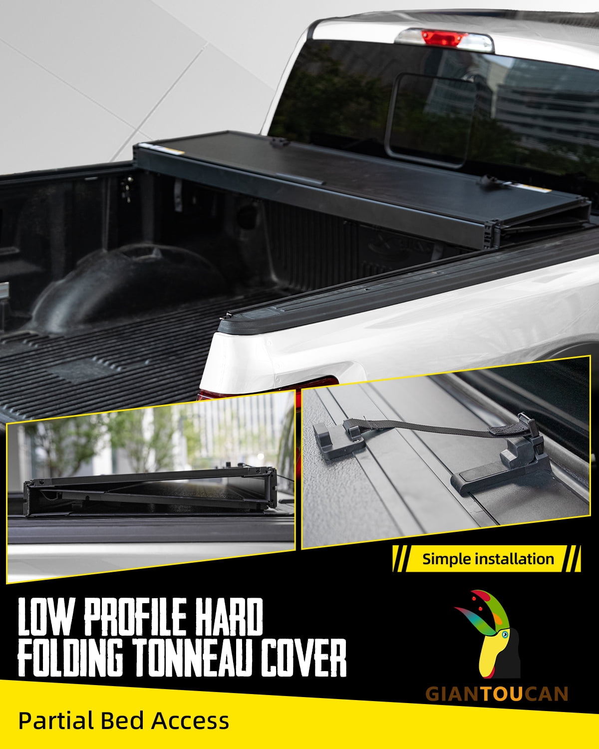 5.5ft Hard Folding Tonneau Cover for 2022-2026 Toyota Tundra,Flip-Up Low Profile Truck Bed Cover