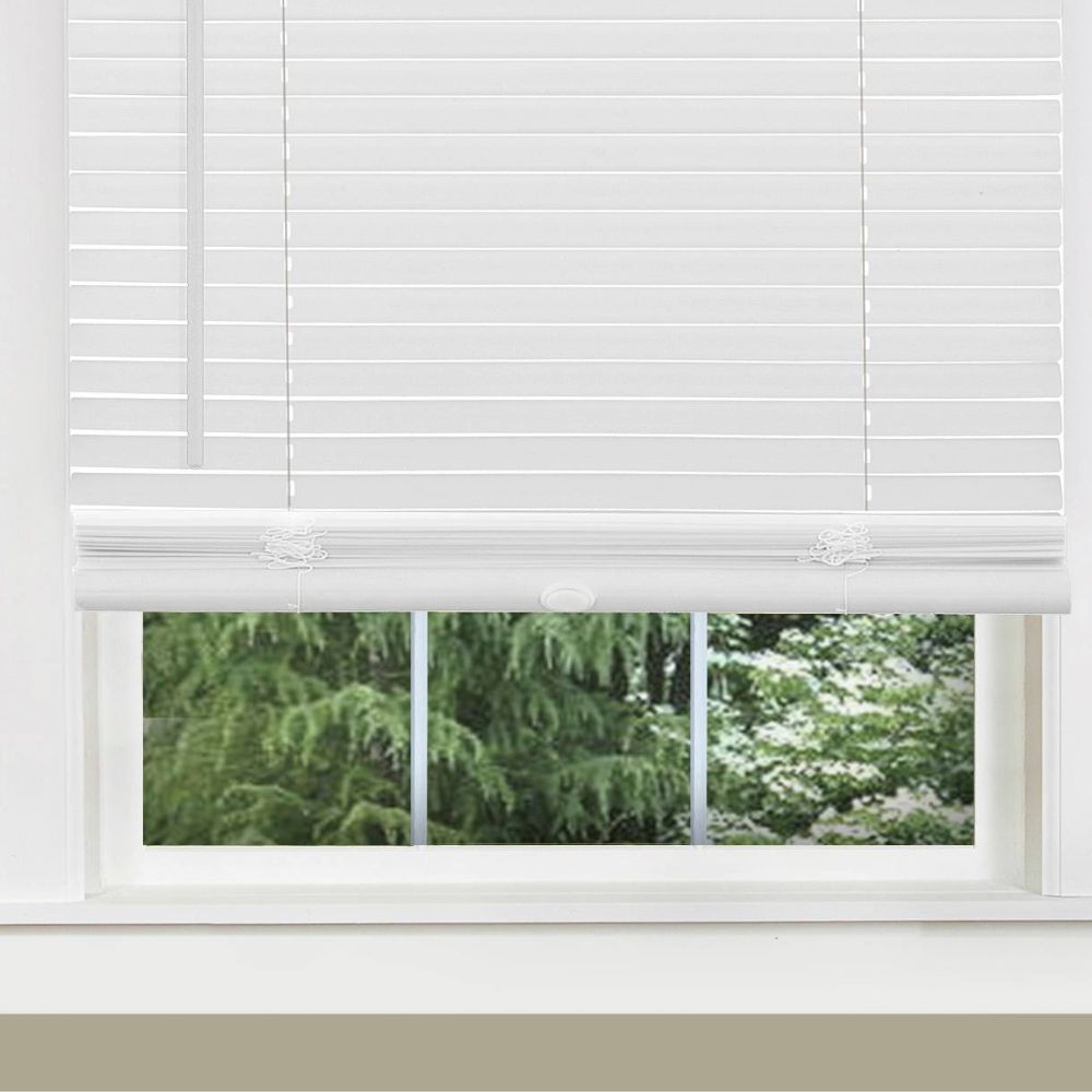 Cordless Light Filtering Mini Blind - 54 Inch Width and 64 Inch Length, 1" Slat Size - Pearl White - Cordless GII Morningstar Horizontal Windows Blinds for Interior by Achim Home Decor