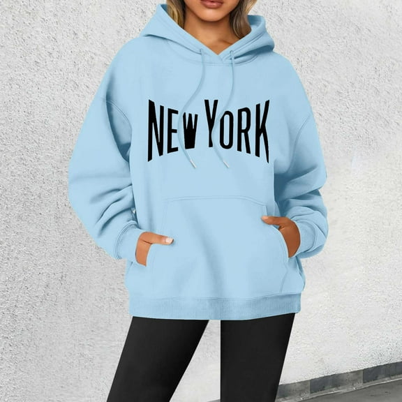 XINXIAOO Women's Hoodies Sweatshirts Long Sleeve Womens Pullover Sweatshirt Unisex Hoodie Light Blue Hoodies Fall Fashion for Women Womens Trendy Clothes
