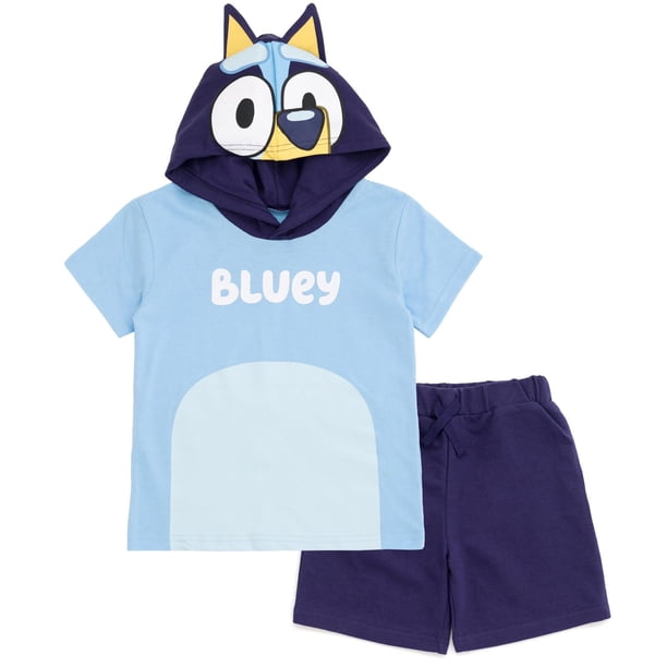Conjunto de ropa Bluey Little Boys con capucha y pantalones cortos 6