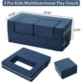 thumbnail image 3 of 3Pcs Modular Kids Play Couch, Toddler Convertible Foam Sofa with Removable Suede Cover for Playroom, Bedroom Furniture, Lake Blue, 3 of 8
