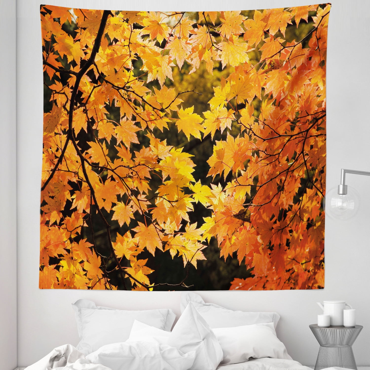 Autumn Red Maple Forest Tapestry for Living Room Dorm Hippie Wall Hanging Rug 